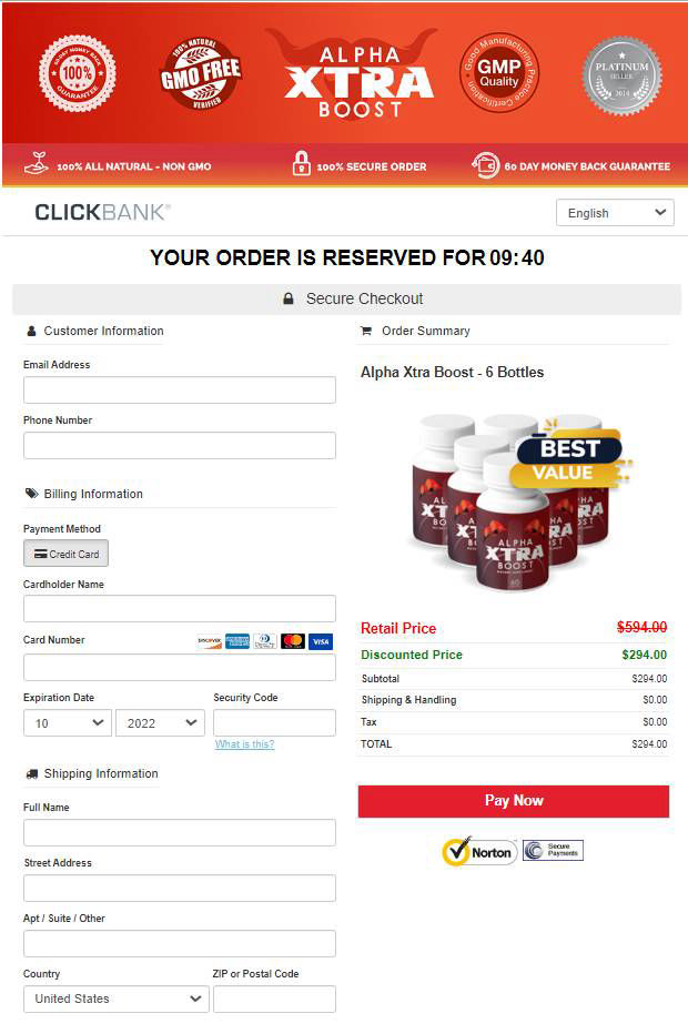 Alpha Xtra Boost - Secure page order